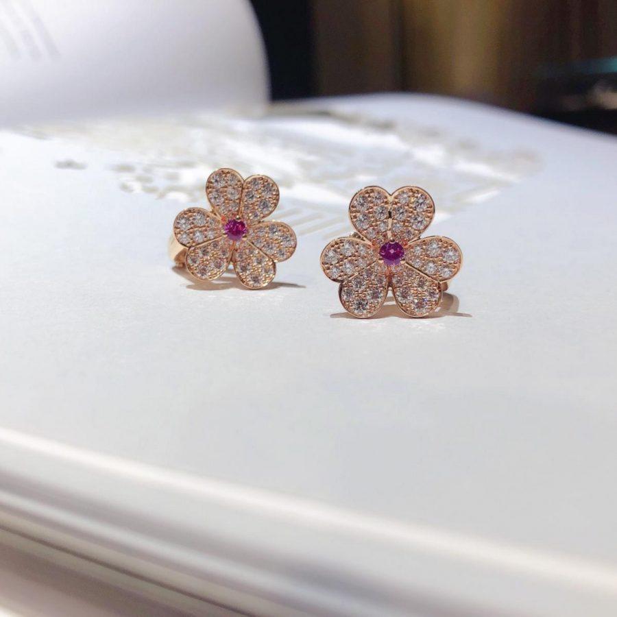 [Riva Jewelry ]FRIVOLE PINK GOLD FLOWER DIAMOND EARRINGS