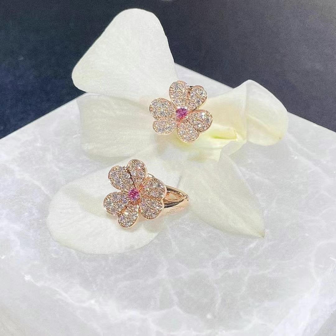 [Riva Jewelry ]FRIVOLE PINK GOLD FLOWER DIAMOND EARRINGS