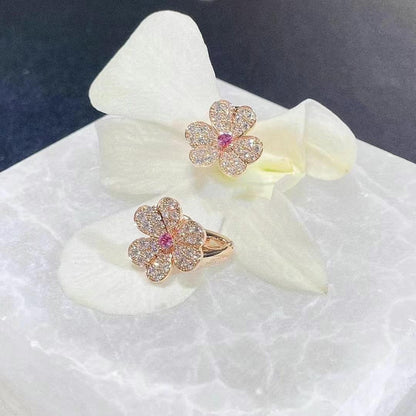[Riva Jewelry ]FRIVOLE PINK GOLD FLOWER DIAMOND EARRINGS