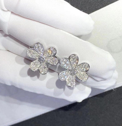 [Riva Jewelry ]FRIVOLE SILVER FLOWER DIAMOND EARRINGS