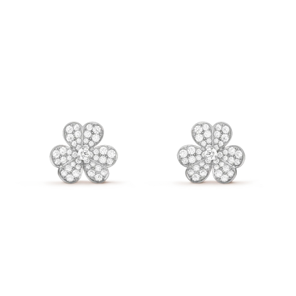 [Riva Jewelry ]FRIVOLE SILVER FLOWER DIAMOND EARRINGS