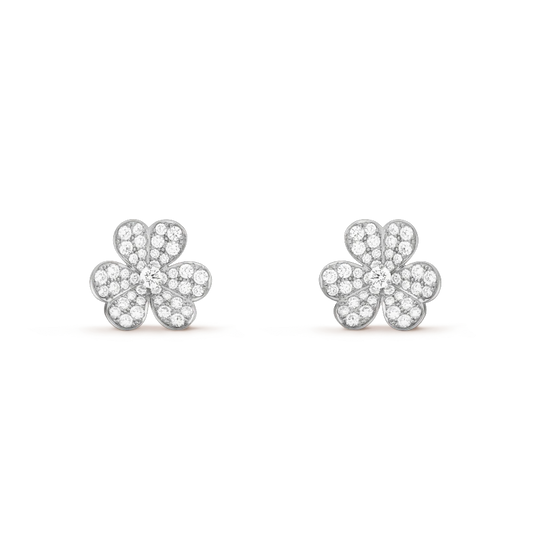 [Riva Jewelry ]FRIVOLE SILVER FLOWER DIAMOND EARRINGS
