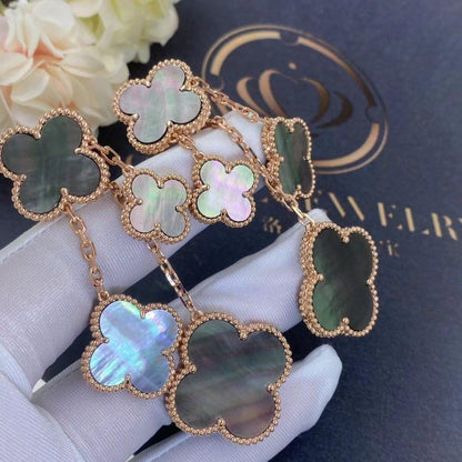 [Riva Jewelry ]CLOVER EARRINGS DARK MOP 4 MOTIFS ROSE GOLD