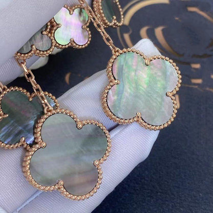 [Riva Jewelry ]CLOVER EARRINGS DARK MOP 4 MOTIFS ROSE GOLD