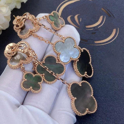 [Riva Jewelry ]CLOVER EARRINGS DARK MOP 4 MOTIFS ROSE GOLD