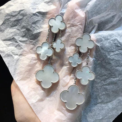 [Riva Jewelry ]CLOVER EARRINGS WHITE MOP 4 MOTIFS SILVER