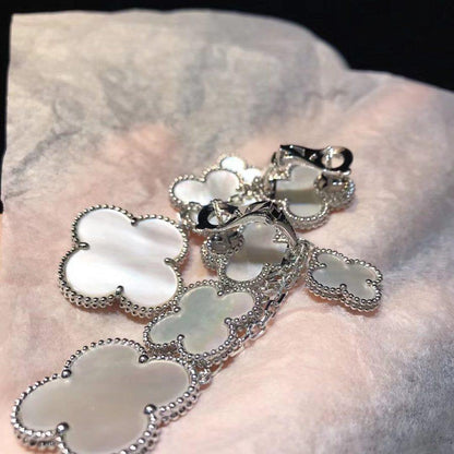 [Riva Jewelry ]CLOVER EARRINGS WHITE MOP 4 MOTIFS SILVER