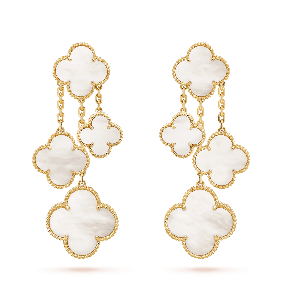 [Riva Jewelry ]CLOVER EARRINGS WHITE MOP 4 MOTIFS GOLD