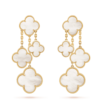 [Riva Jewelry ]CLOVER EARRINGS WHITE MOP 4 MOTIFS GOLD