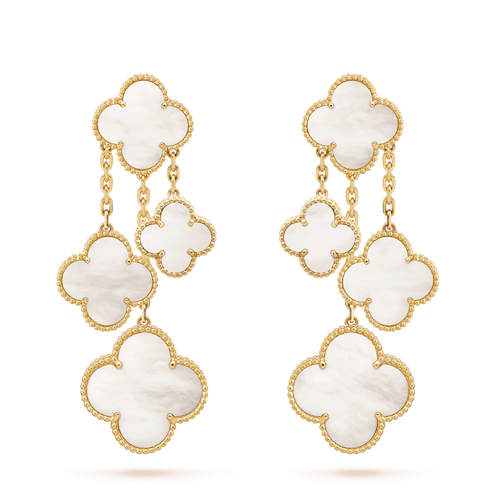 [Riva Jewelry ]CLOVER EARRINGS WHITE MOP 4 MOTIFS GOLD