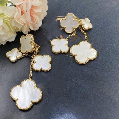 [Riva Jewelry ]CLOVER EARRINGS WHITE MOP 4 MOTIFS GOLD