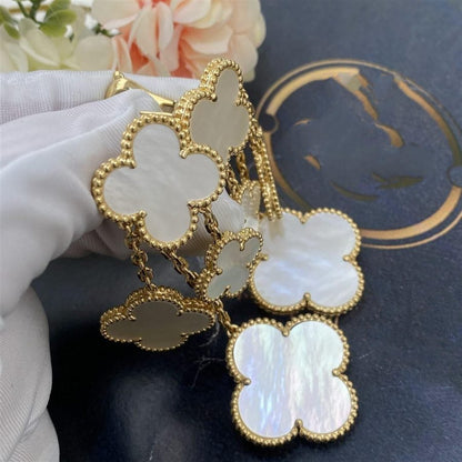[Riva Jewelry ]CLOVER EARRINGS WHITE MOP 4 MOTIFS GOLD