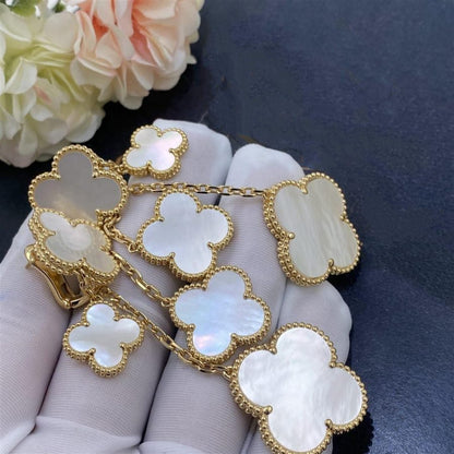 [Riva Jewelry ]CLOVER EARRINGS WHITE MOP 4 MOTIFS GOLD
