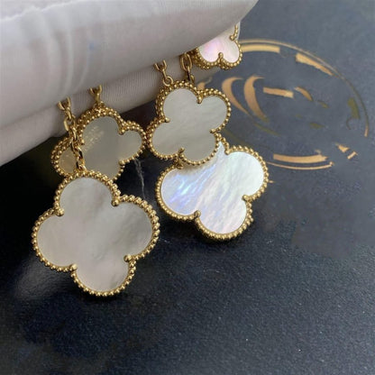 [Riva Jewelry ]CLOVER EARRINGS WHITE MOP 4 MOTIFS GOLD