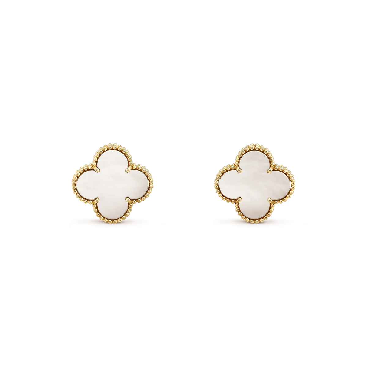 [Riva Jewelry ]CLOVER MEDIUM 1 MOTIFS  WHITE MOP STUD EARRINGS