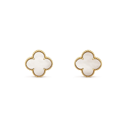 [Riva Jewelry ]CLOVER MEDIUM 1 MOTIFS  WHITE MOP STUD EARRINGS