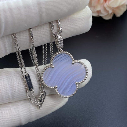 [Riva Jewelry ]CLOVER SILVER CHALCEDONY BIG CLOVER NECKLACE
