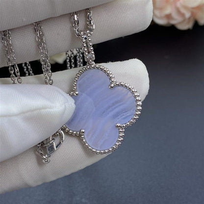 [Riva Jewelry ]CLOVER SILVER CHALCEDONY BIG CLOVER NECKLACE