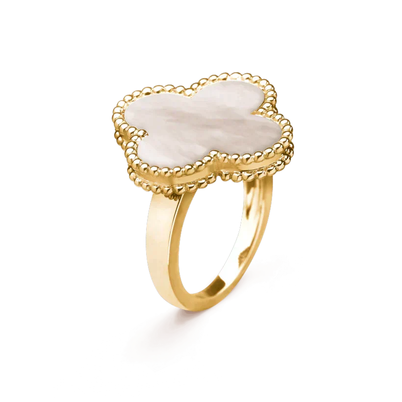 [Riva Jewelry ]CLOVER WHITE MOP RING
