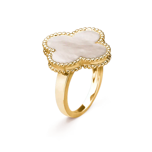 [Riva Jewelry ]CLOVER WHITE MOP RING