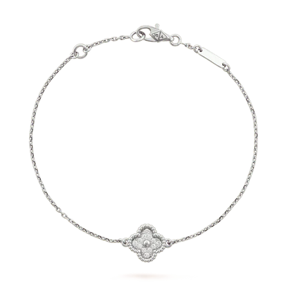 [Riva Jewelry ]CLOVER  SINGLE FLOWER BRACELET SILVER