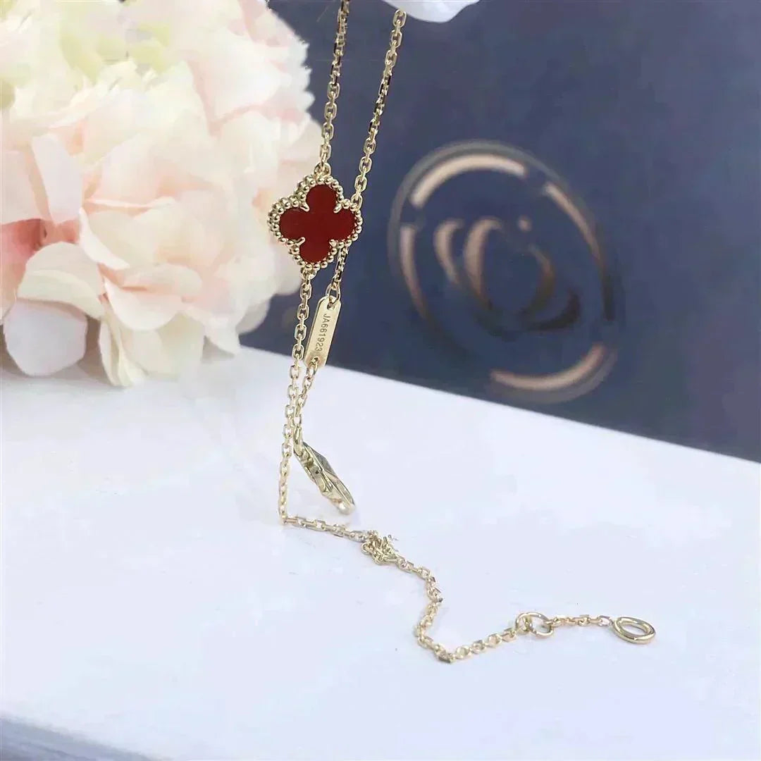 [Riva Jewelry ]CLOVER  CARNELIAN SINGLE FLOWER BRACELET