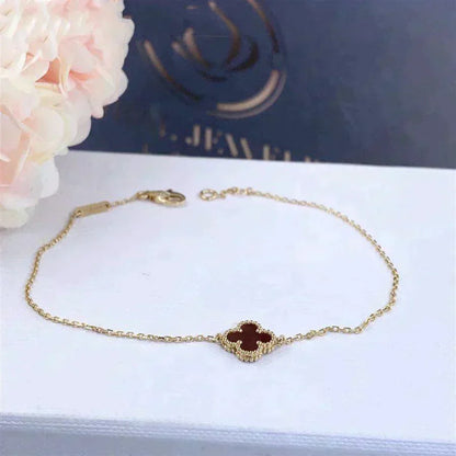 [Riva Jewelry ]CLOVER  CARNELIAN SINGLE FLOWER BRACELET
