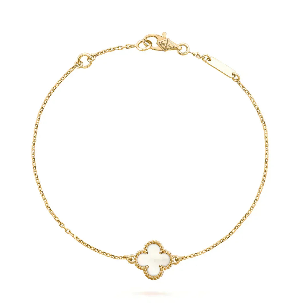 [Riva Jewelry ]CLOVER WHITE MOP SINGLE FLOWER BRACELET