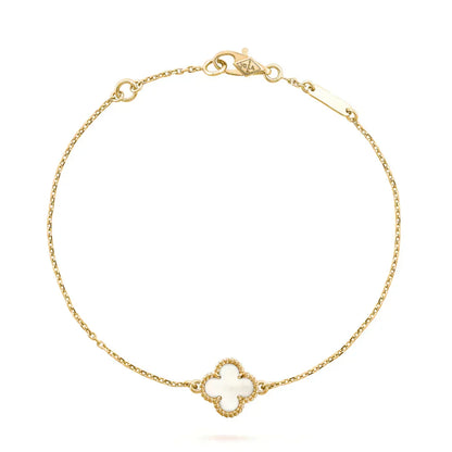 [Riva Jewelry ]CLOVER WHITE MOP SINGLE FLOWER BRACELET