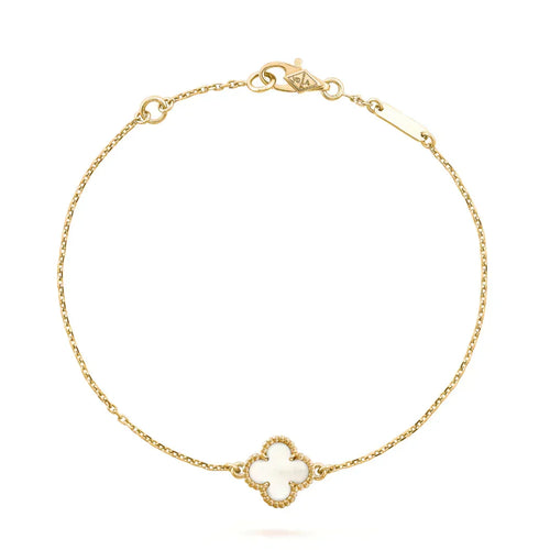 [Riva Jewelry ]CLOVER WHITE MOP SINGLE FLOWER BRACELET