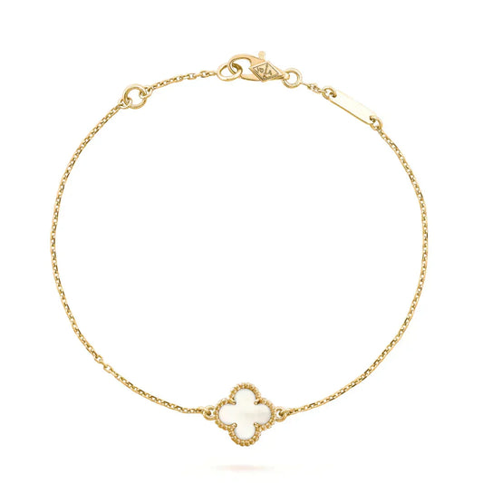 [Riva Jewelry ]CLOVER WHITE MOP SINGLE FLOWER BRACELET
