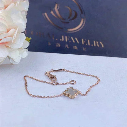 [Riva Jewelry ]CLOVER WHITE MOP SINGLE FLOWER BRACELET