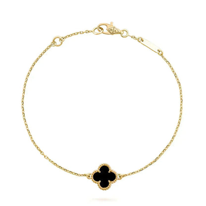 [Riva Jewelry ]CLOVER ONYX SINGLE FLOWER BRACELET