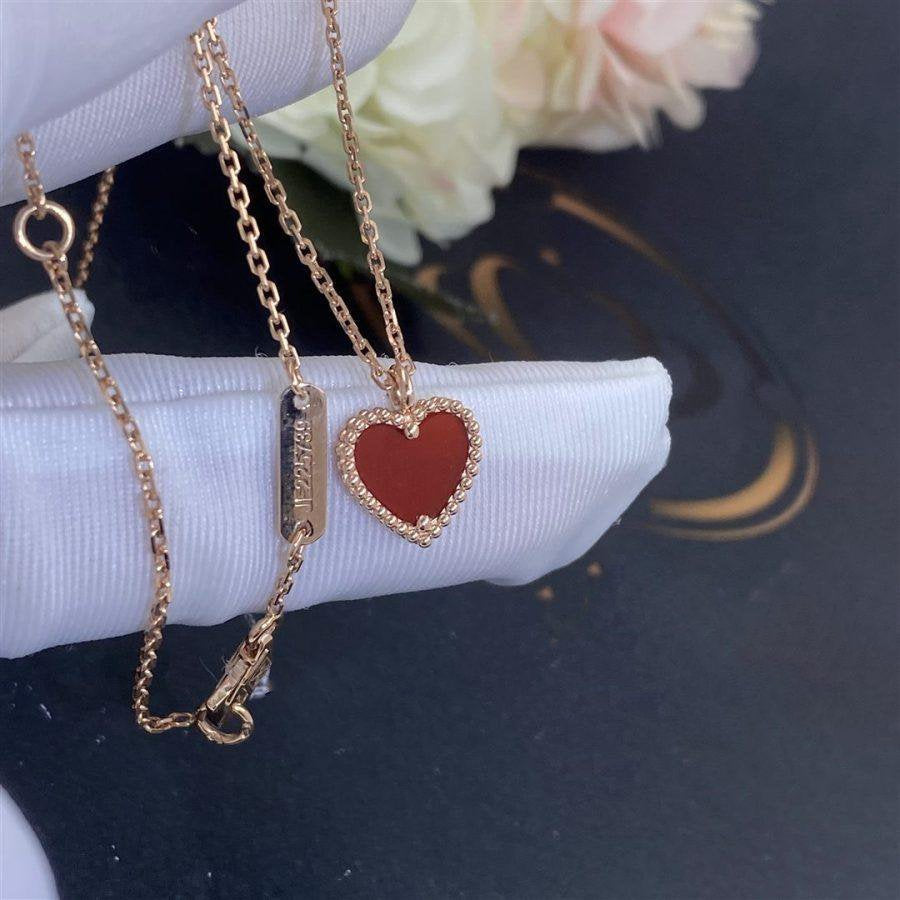 [Riva Jewelry ]SWEET CLOVER CARNELIAN HEART NECKLACE