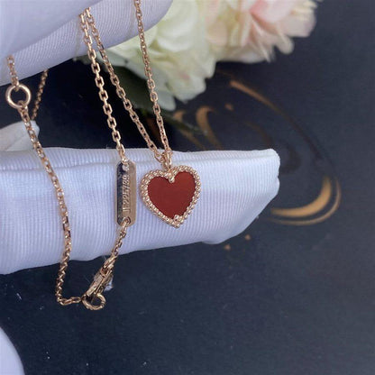[Riva Jewelry ]SWEET CLOVER CARNELIAN HEART NECKLACE