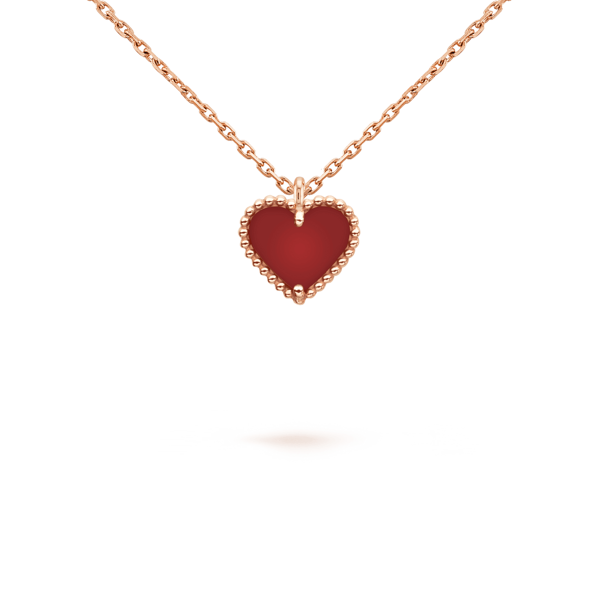 [Riva Jewelry ]SWEET CLOVER CARNELIAN HEART NECKLACE