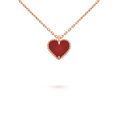 [Riva Jewelry ]SWEET CLOVER CARNELIAN HEART NECKLACE