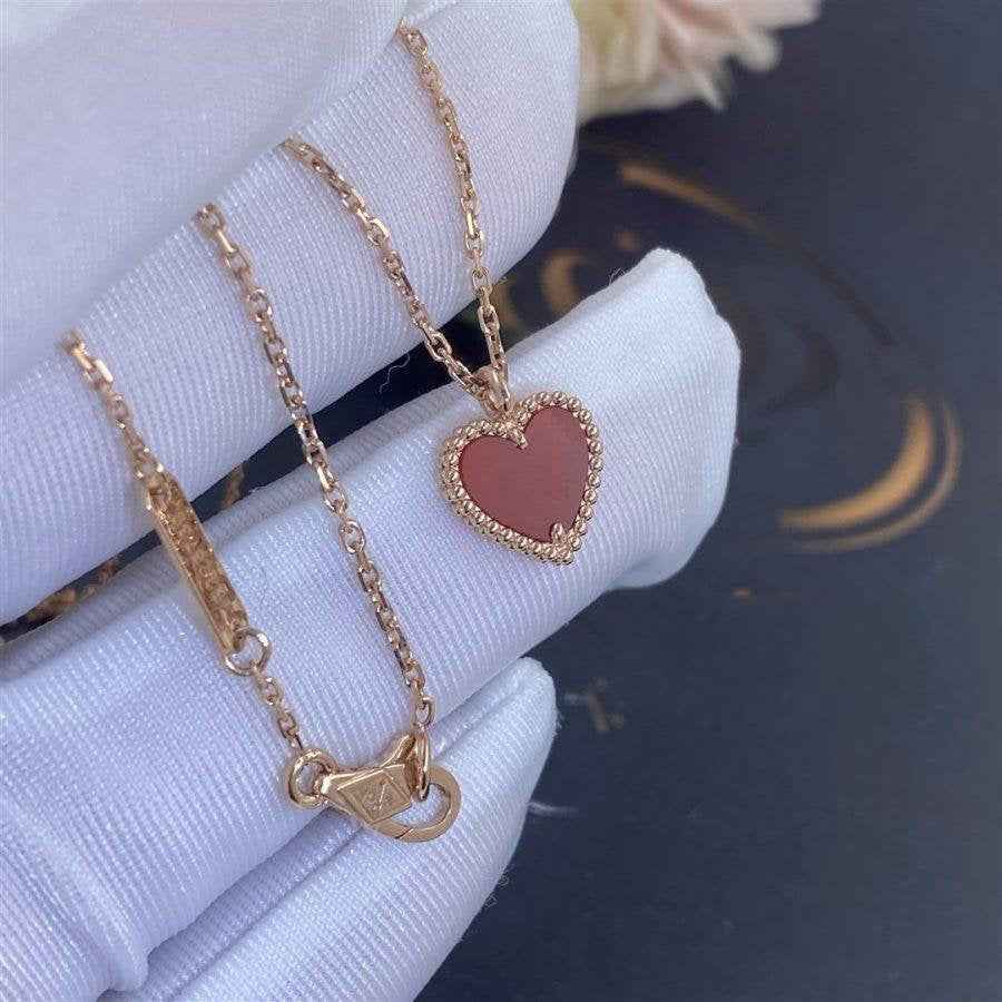 [Riva Jewelry ]SWEET CLOVER CARNELIAN HEART NECKLACE