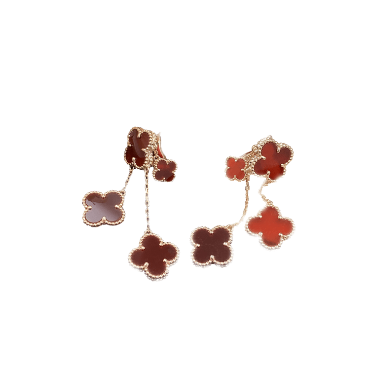 [Riva Jewelry ]CLOVER EARRINGS CARNELIAN 4 MOTIFS PINK GOLD