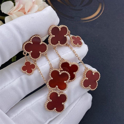 [Riva Jewelry ]CLOVER EARRINGS CARNELIAN 4 MOTIFS PINK GOLD