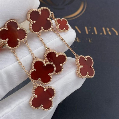 [Riva Jewelry ]CLOVER EARRINGS CARNELIAN 4 MOTIFS PINK GOLD