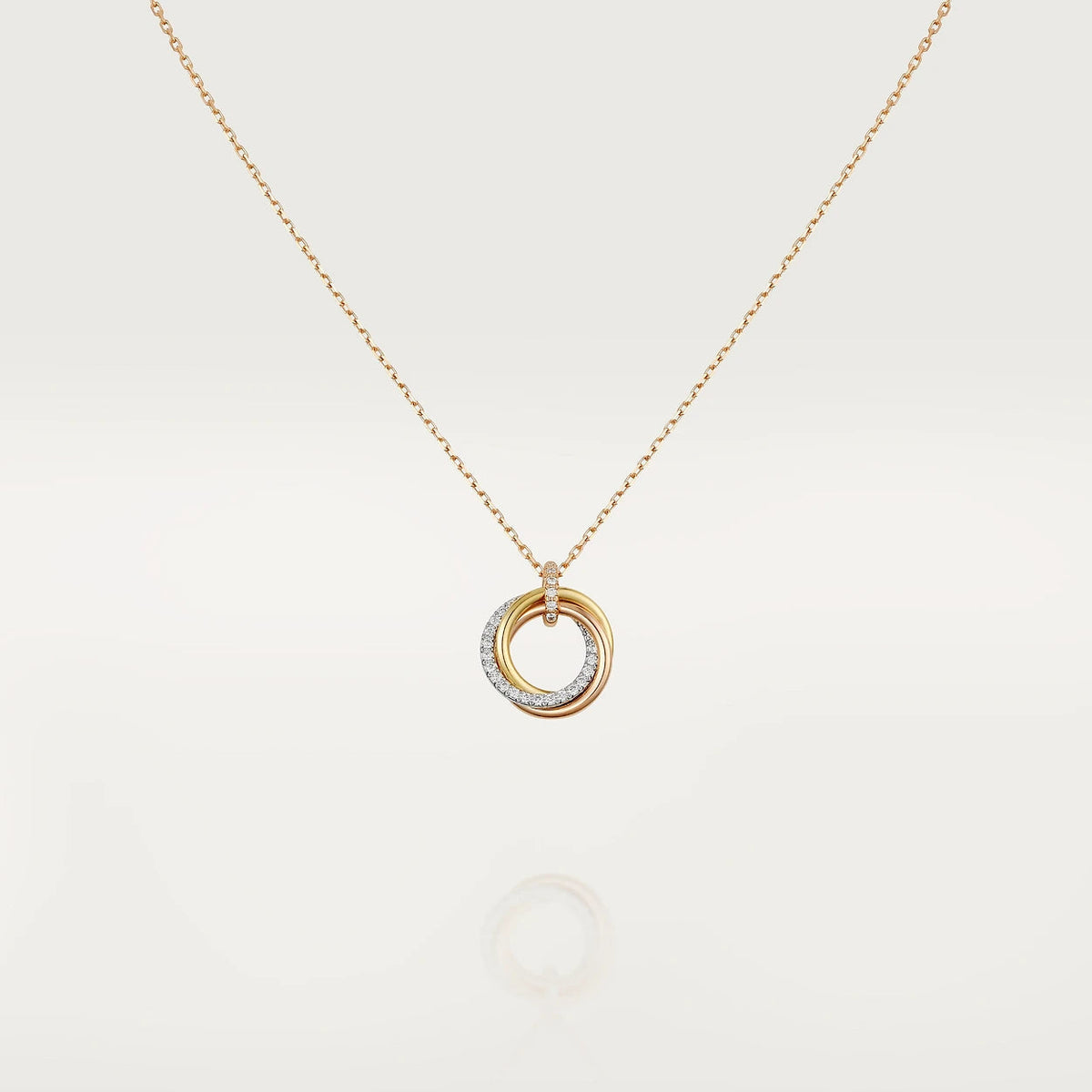 [Riva Jewelry ]TRINITY NECKLACE SILVER GOLD PINK GOLD DIAMONDS