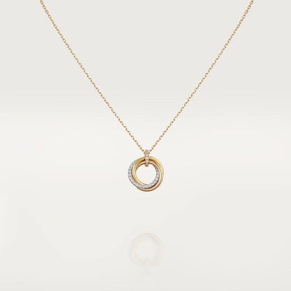 [Riva Jewelry ]TRINITY NECKLACE SILVER GOLD PINK GOLD DIAMONDS