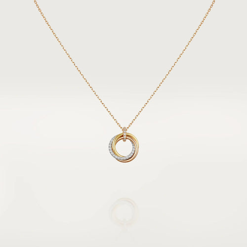 [Riva Jewelry ]TRINITY NECKLACE SILVER GOLD PINK GOLD DIAMONDS