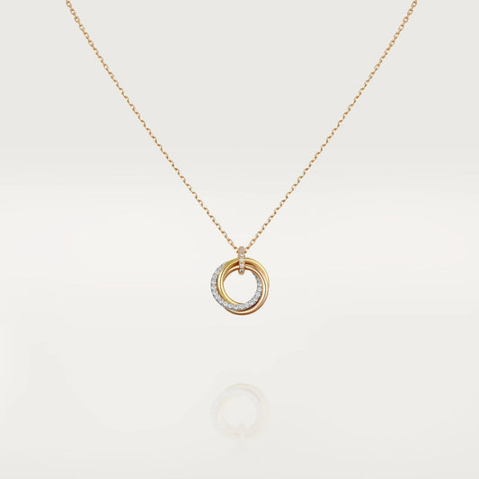 [Riva Jewelry ]TRINITY NECKLACE SILVER GOLD PINK GOLD DIAMONDS