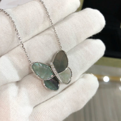 [Riva Jewelry ]LARGE BUTTERFLY SILVER PENDANT DIAMOND NECKLACE