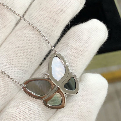 [Riva Jewelry ]LARGE BUTTERFLY SILVER PENDANT DIAMOND NECKLACE