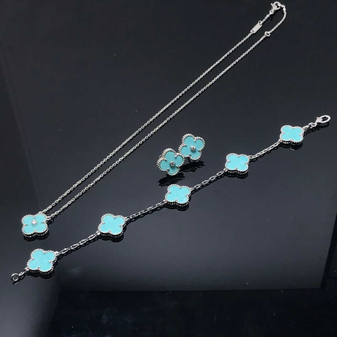 [Riva Jewelry ]CLOVER 1 DIAMOND BLUE SKY SILVER EARRINGS