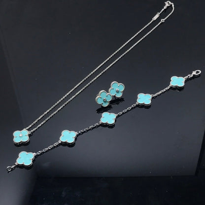 [Riva Jewelry ]CLOVER 1 DIAMOND BLUE SKY SILVER EARRINGS