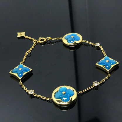 [Riva Jewelry ]STAR AND SUN 4 MOTIF BLUE BRACELET